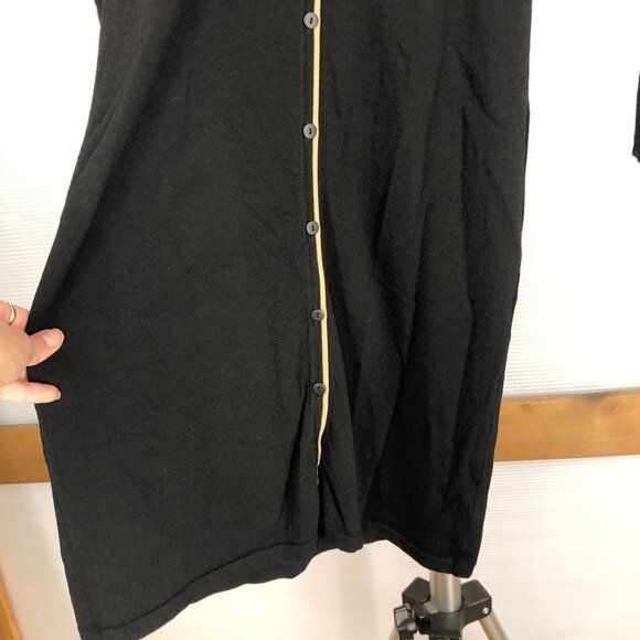 Jacob Black Crepe Gold Long Sleeve Button Up Bodycon Dress / Cardigan Sz S - Picture 4 of 11